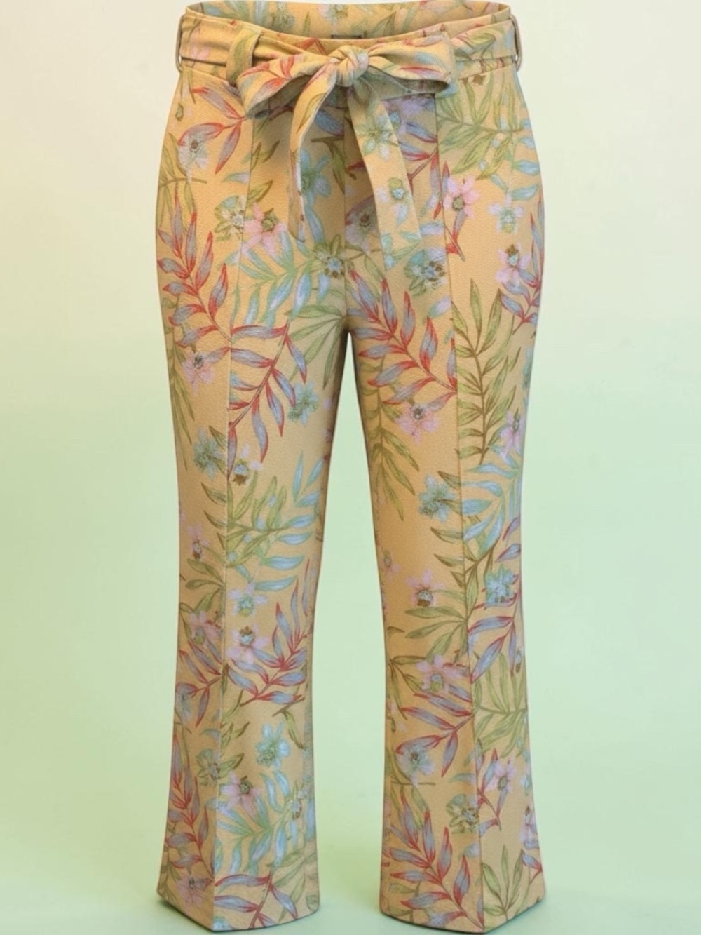 No Boundaries Yellow Floral Wide-Leg Pants with TieWaist.Hippie.Boho.60s.XXL.Luv